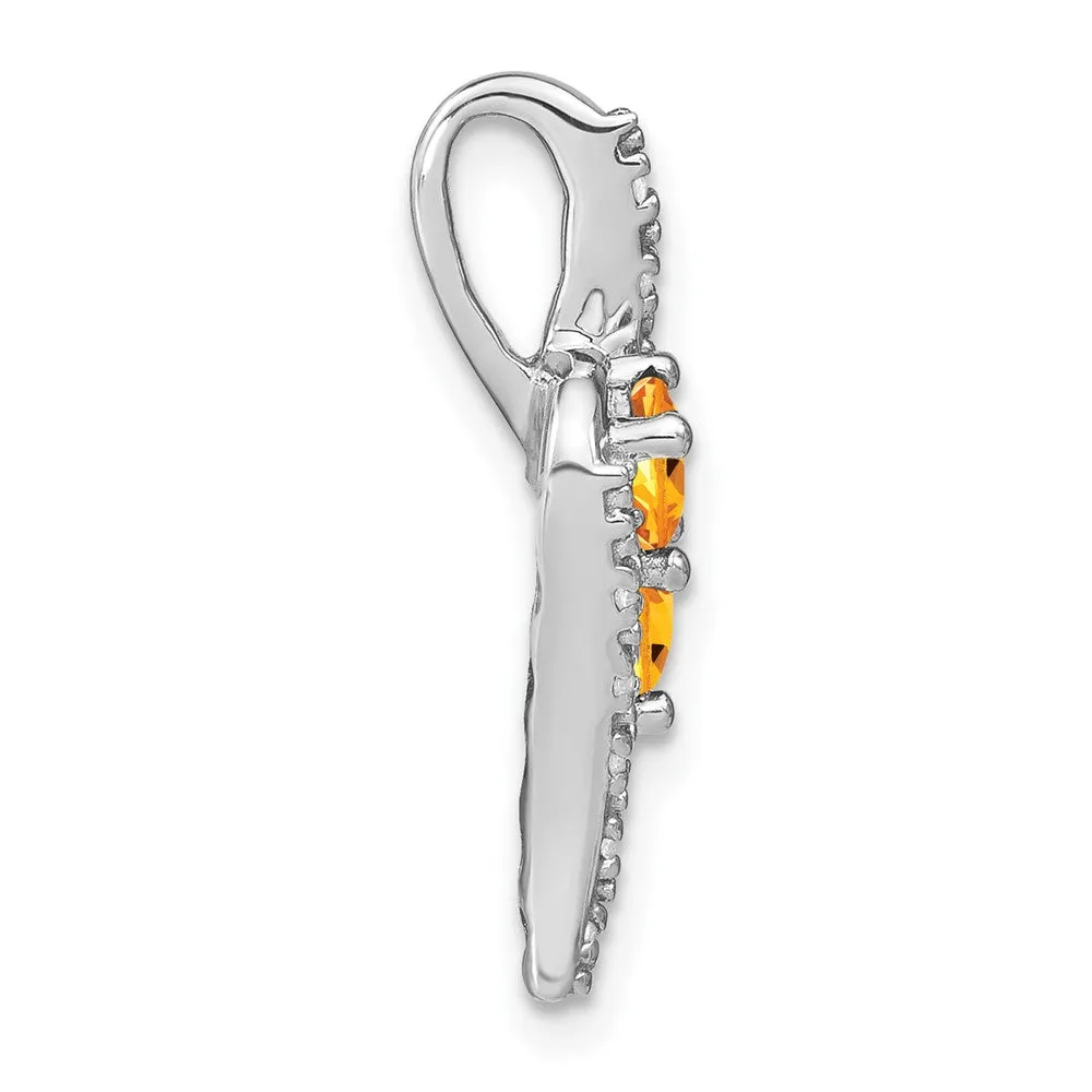 14k White Gold Citrine and Diamond Chain Slide