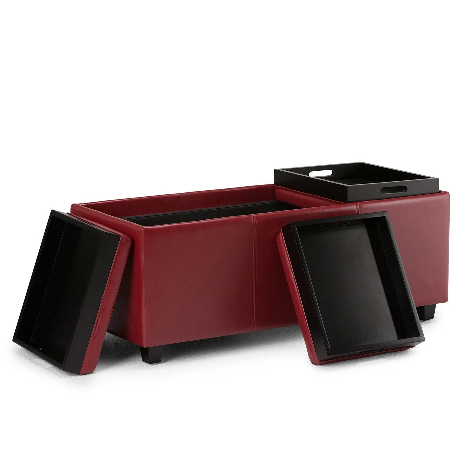 Avalon 3 Trays Ottoman in Vegan Leather