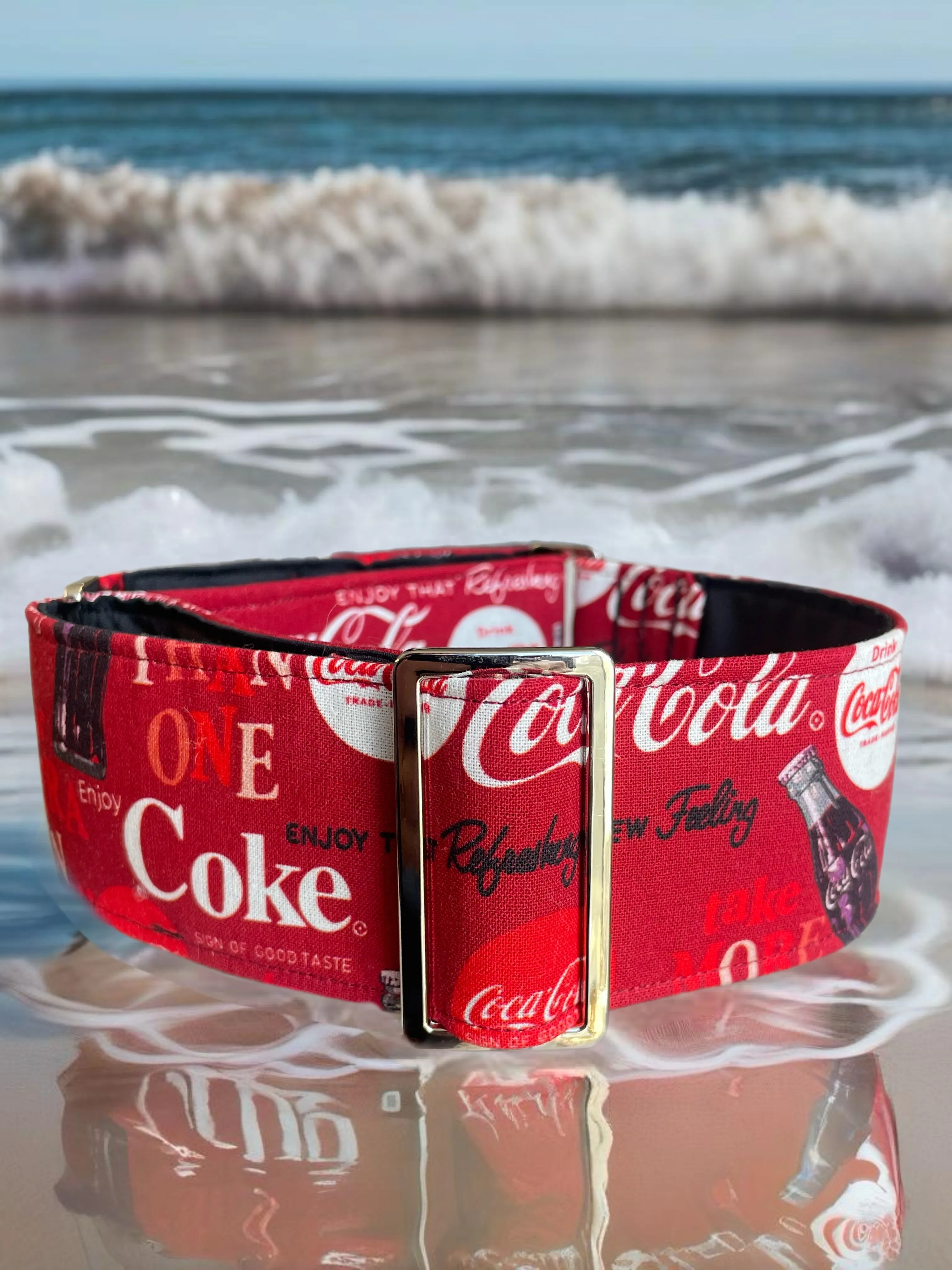 Classic coke design summer ready greyhound Martingale collar cotton covered 50mm width super soft