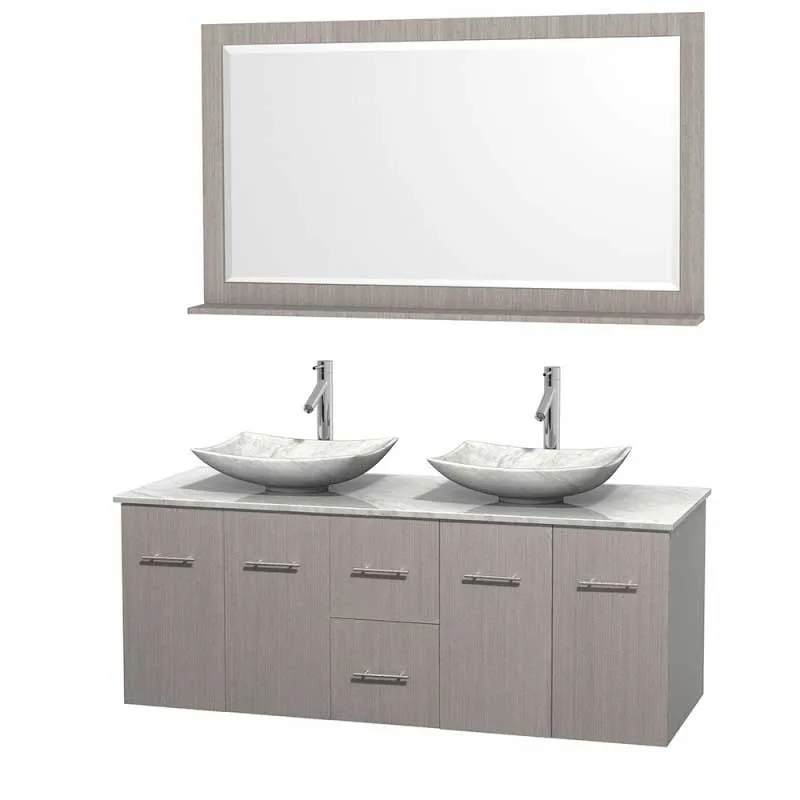 Wyndham Collection Centra 60" Double Bathroom Vanity Set for Vessel Sinks - Gray Oak WC-WHE009-60-DBL-VAN-GRO